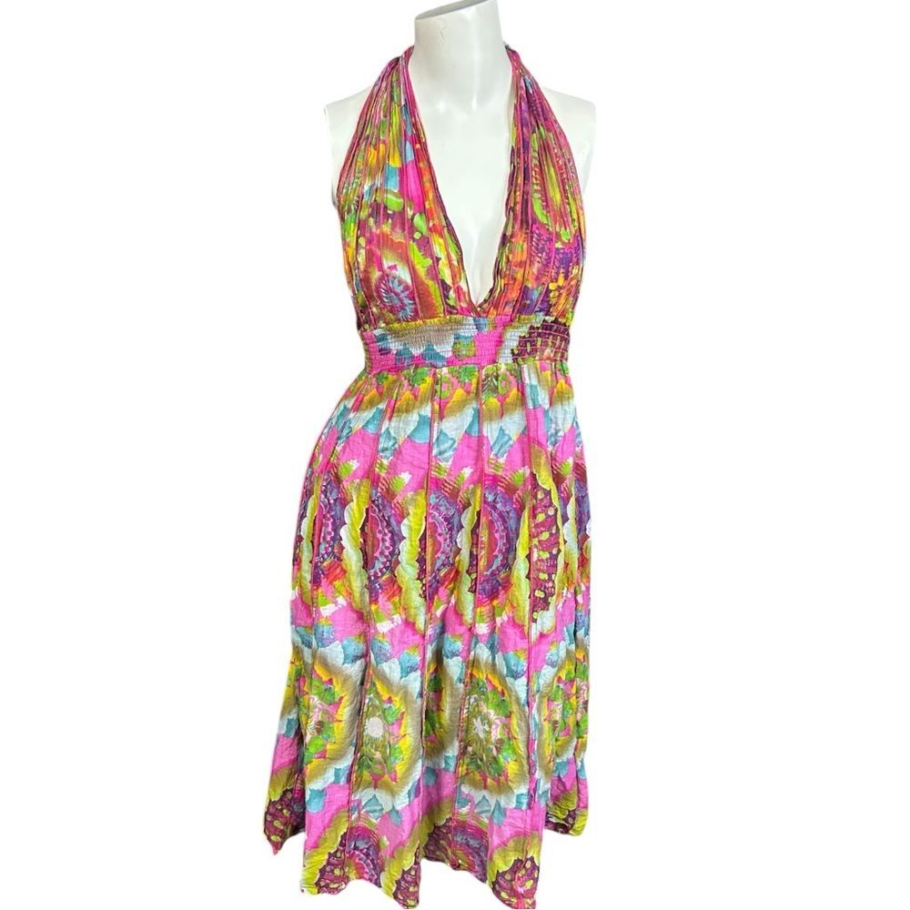 T.U. Vibrant Multicolor Halter Dress Size Small